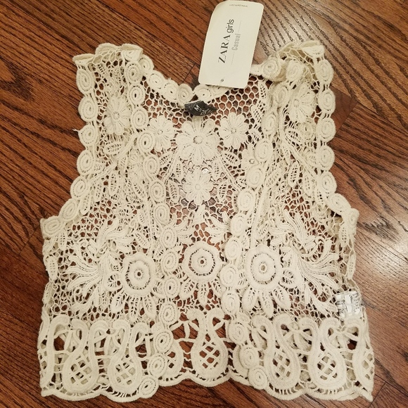 Zara Other - Zara Girls Ivory Lace Vest - Med (8-10)  NWT